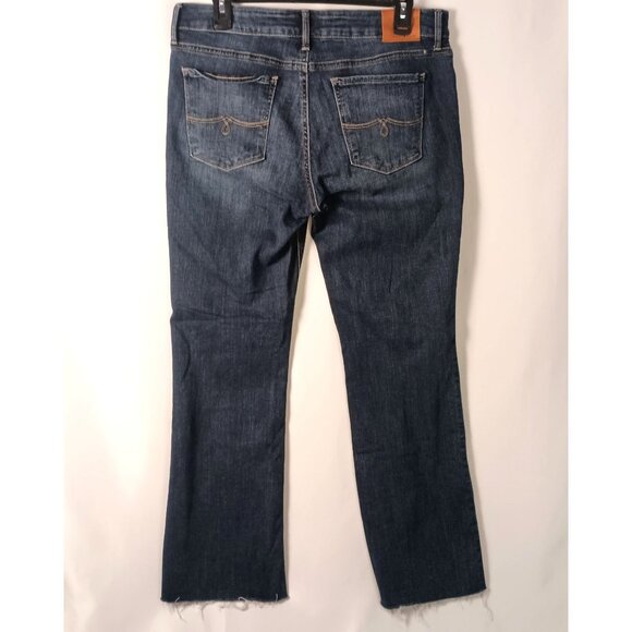 Lucky Brand Lolita Boot Cut Jeans 12/31 Blue Denim Raw Hem Great Condition - Picture 2 of 12